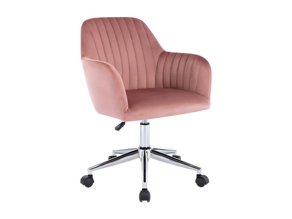 BÜROSTUHL ohne Armlehnen - 59 cmcm x 61.5 cmcm - Samt, Stoff - Puderrosa - ELEANA - Hellrosa, Textil (59/89/61.5cm) - Vente-Unique