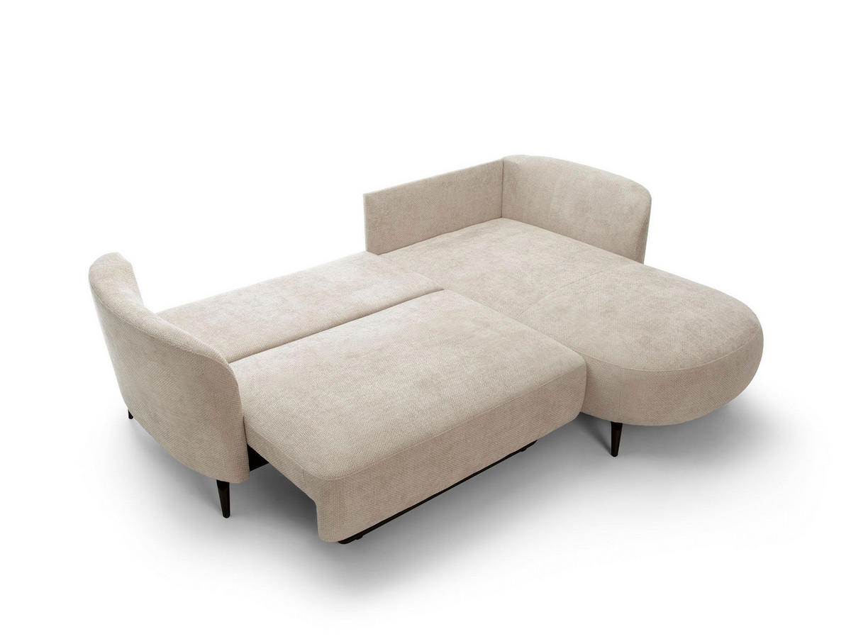 ECKSOFA VICO Beige Chenille mit Schlaffunktion - Beige, Holz (260/182cm) - MASSENO