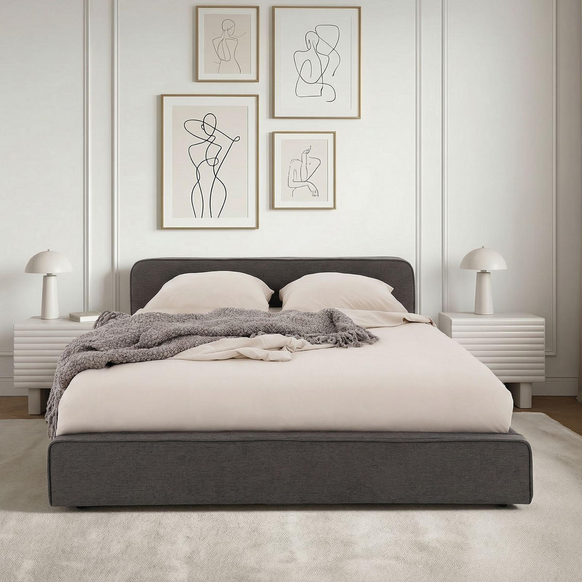 POLSTERBETT MARINI 140x200 cm dunkelgrau - Dunkelgrau, Textil (140/200cm) - IDIMEX