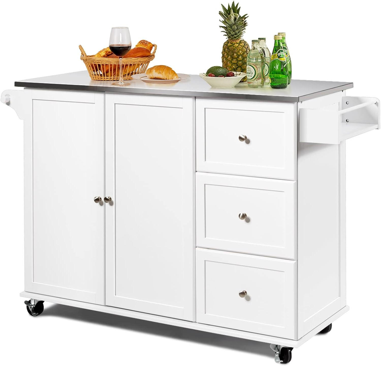 KÜCHENINSEL Weiß - Weiß, Holz (46/92/135cm) - COSTWAY