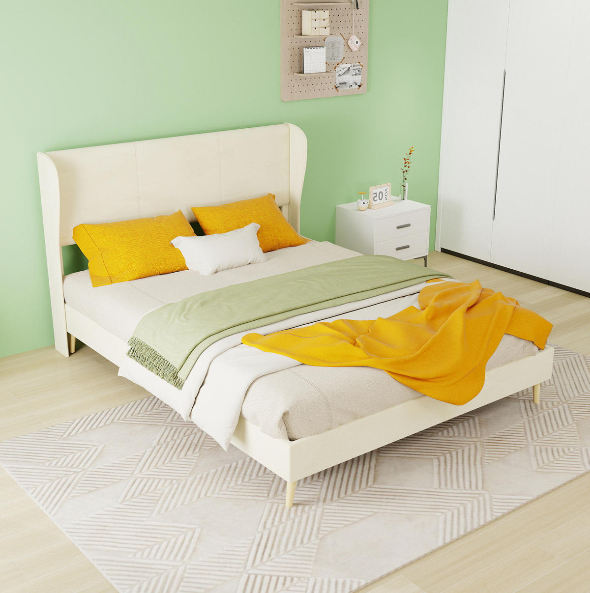 POLSTERBETT 140x200 cm Beige mit gepolstertem Kopfteil - Beige, Textil (140/200cm) - IVMEU