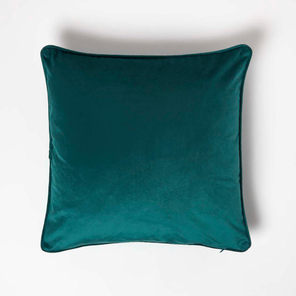 KISSENHÜLLE Samt mit Paspel – dunkelgrün 46/46 cm - Dunkelgrün, Textil (46/46cm) - Homescapes