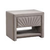 NACHTTISCH mit 1 Schublade & 1 Ablage - Samt - Beige - ULAMI - Beige, Textil (35/41/50cm) - Vente-Unique