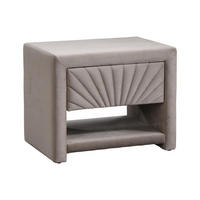 NACHTTISCH mit 1 Schublade & 1 Ablage - Samt - Beige - ULAMI - Beige, Textil (35/41/50cm) - Vente-Unique