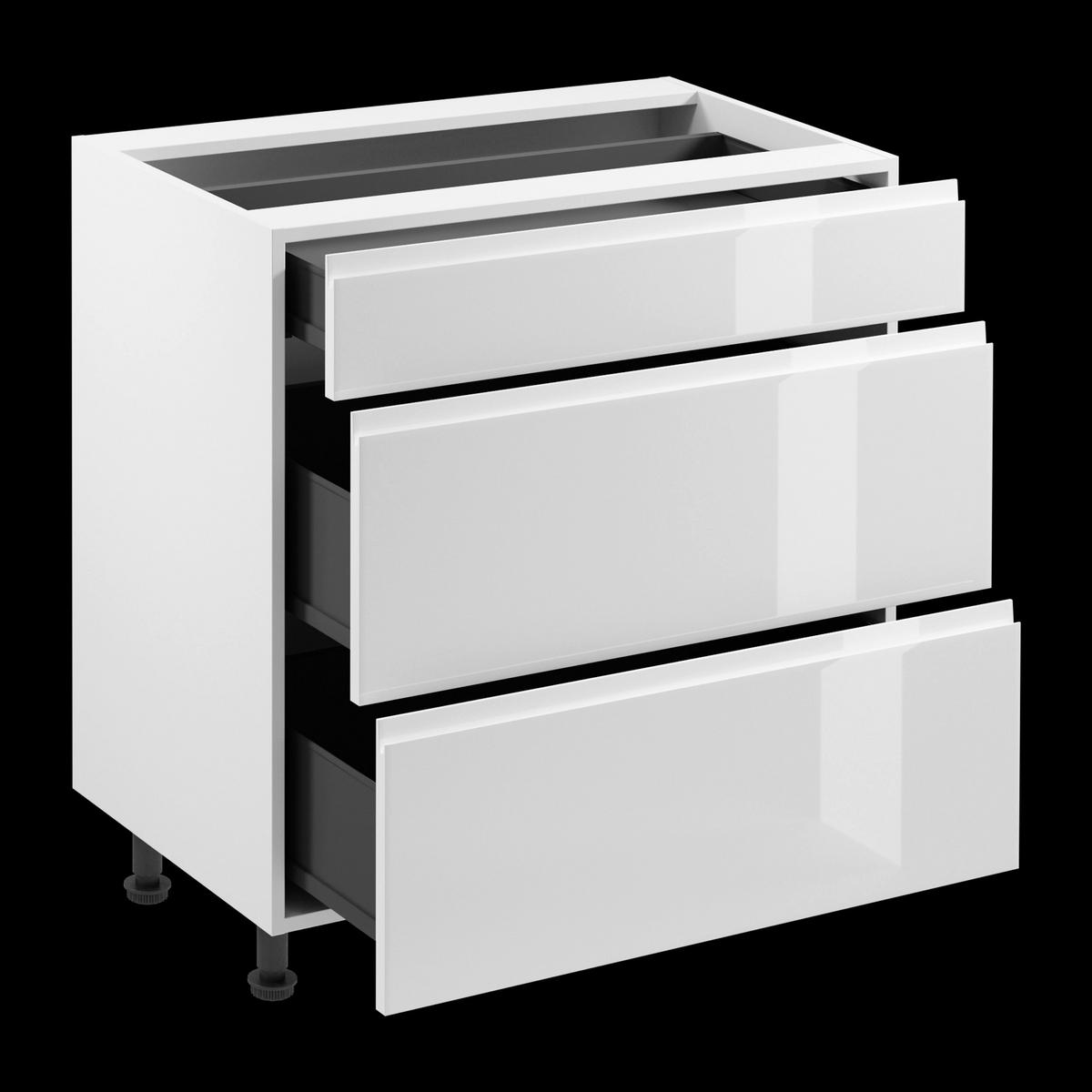 UNTERSCHRANK – 80 cm – D80S3 – Velmora – Weiß / Weiß Hochglanz - Weiß Hochglanz, Holzwerkstoff (80/82/47cm) - ROYAL24_MARKT