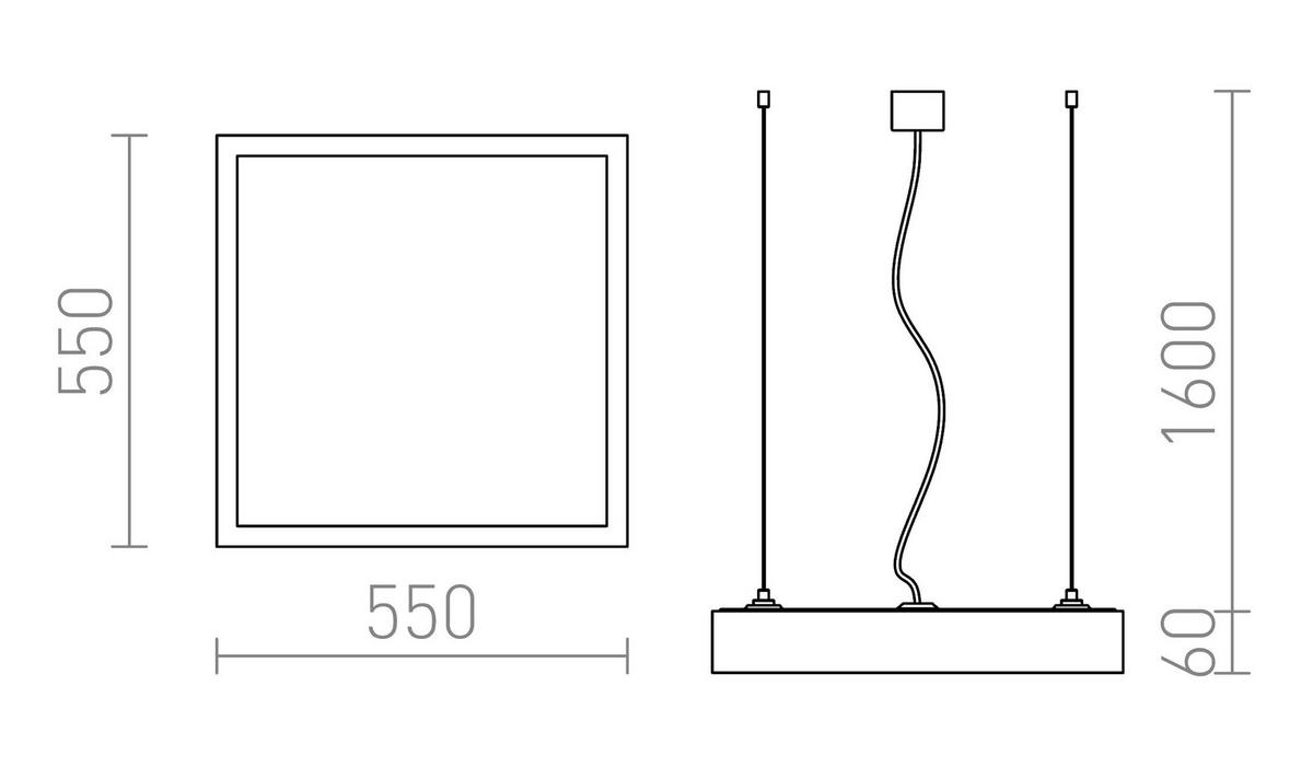 PENDELLEUCHTE STRUCTURAL LED 55x55 gebürstetes Aluminium 48 W - Silberfarben, Metall (30/30/120cm) - Rendl
