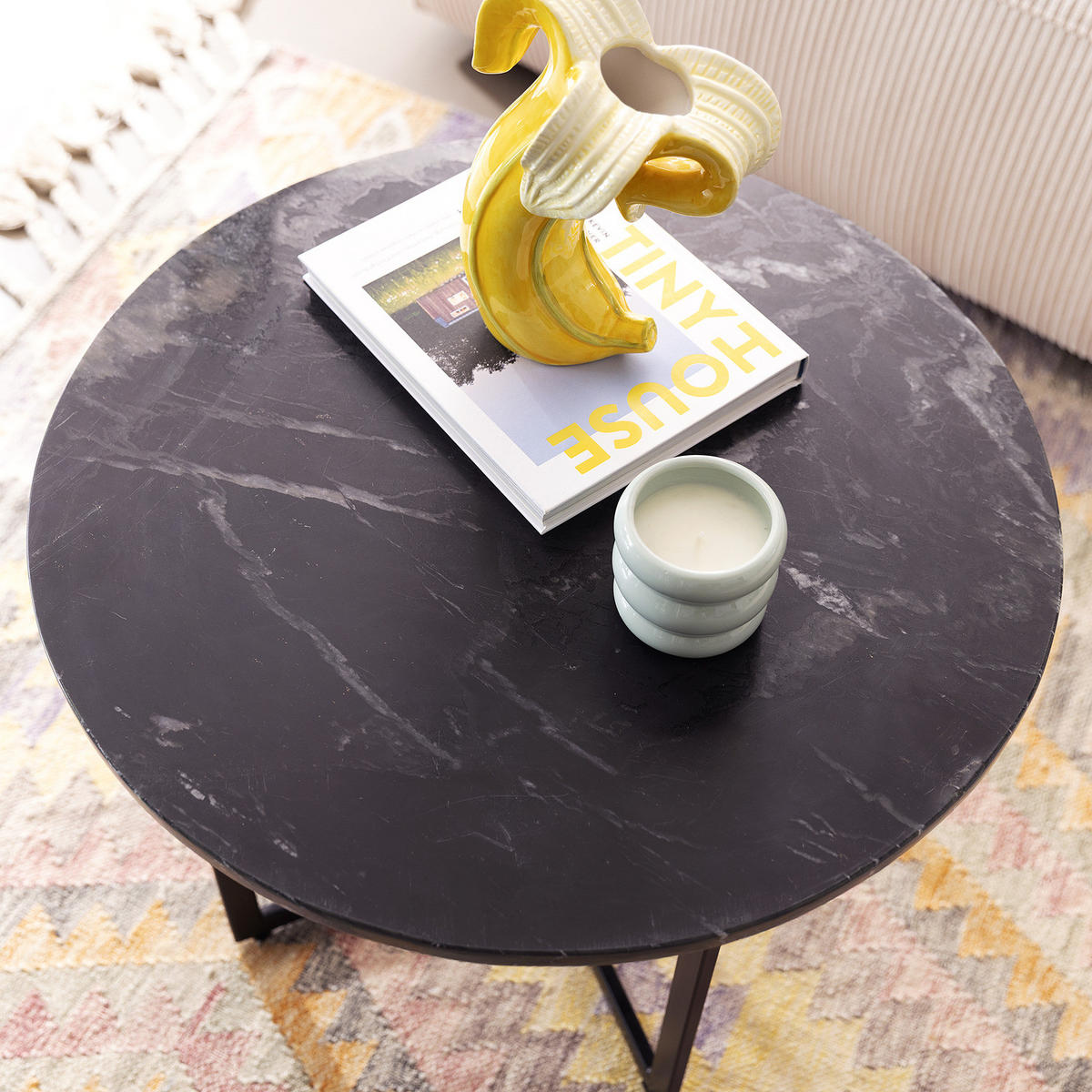 COUCHTISCH - Marmor Schwarz - Schwarz, Naturmaterialien (60/60/45cm) - home24