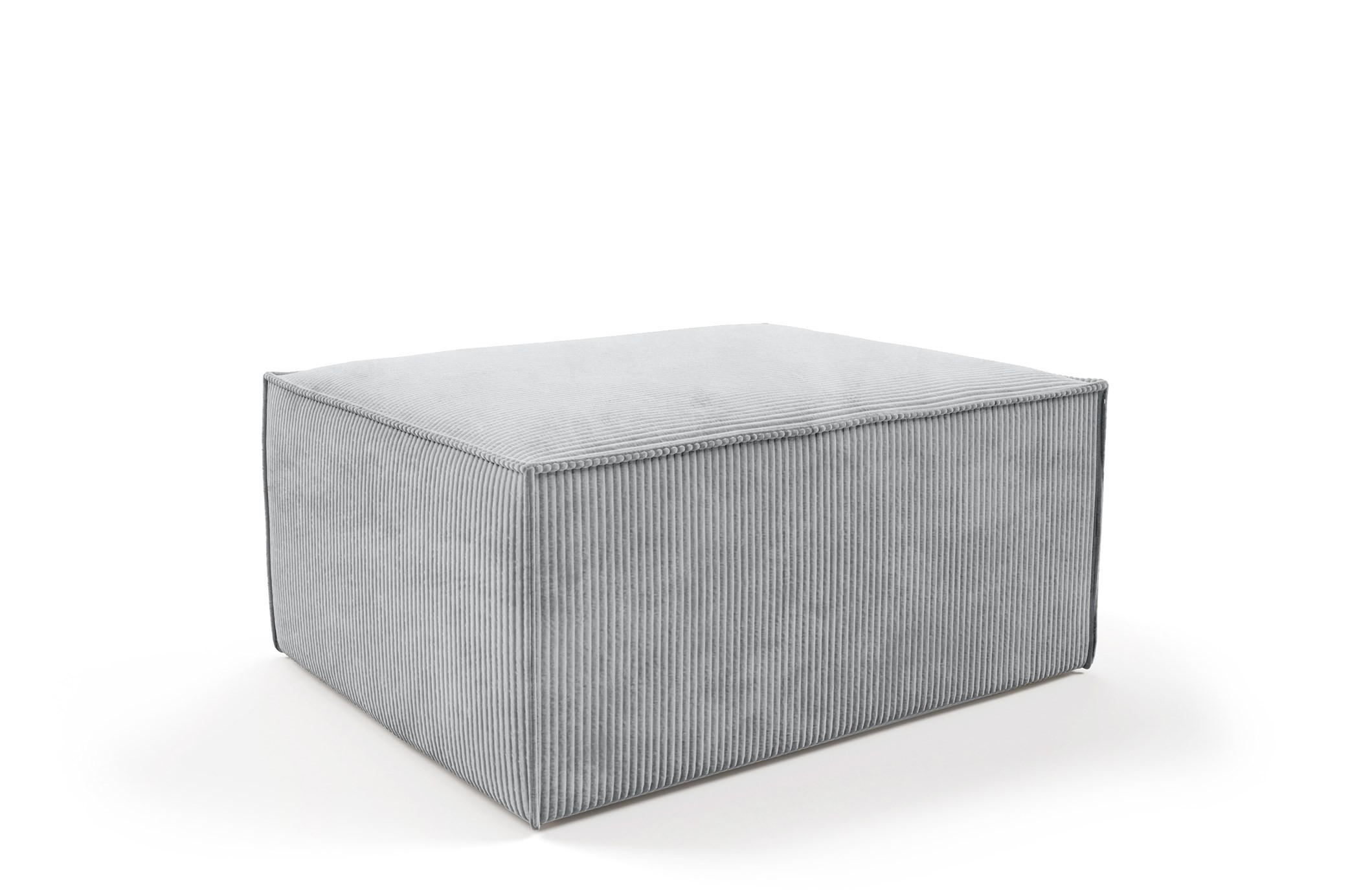POUF Orto Hellgrau, Hocker - Hellgrau, Holzwerkstoff (100/42/82cm) - Bettso
