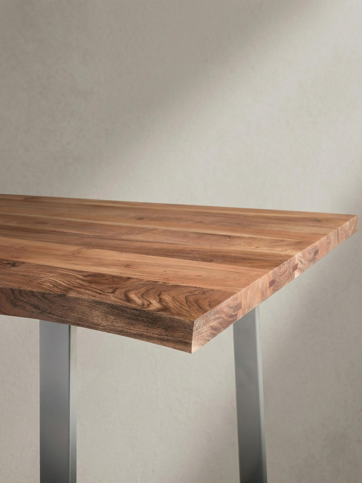 ESSTISCH Massivholz Baumkante Metallgestell Handgefertigt TARN, Goldbraun-Chrom 200x100x76 cm - Chromfarben/Braun, Holz/Metall (100/200/76cm) - KADIMA DESIGN