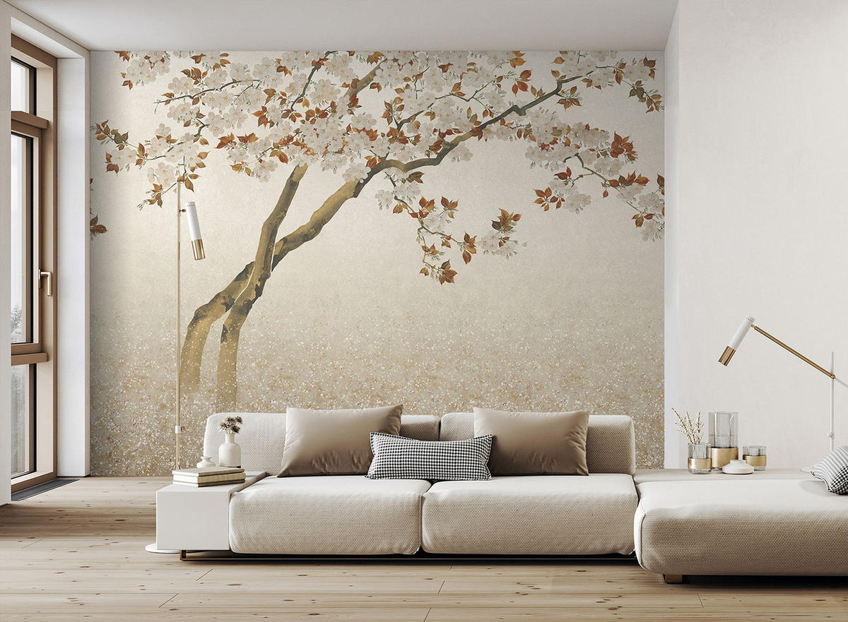 FOTOTAPETE Kirschblüten 371 x 280 cm - Beige, Papier (371/280cm) - Sanders & Sanders