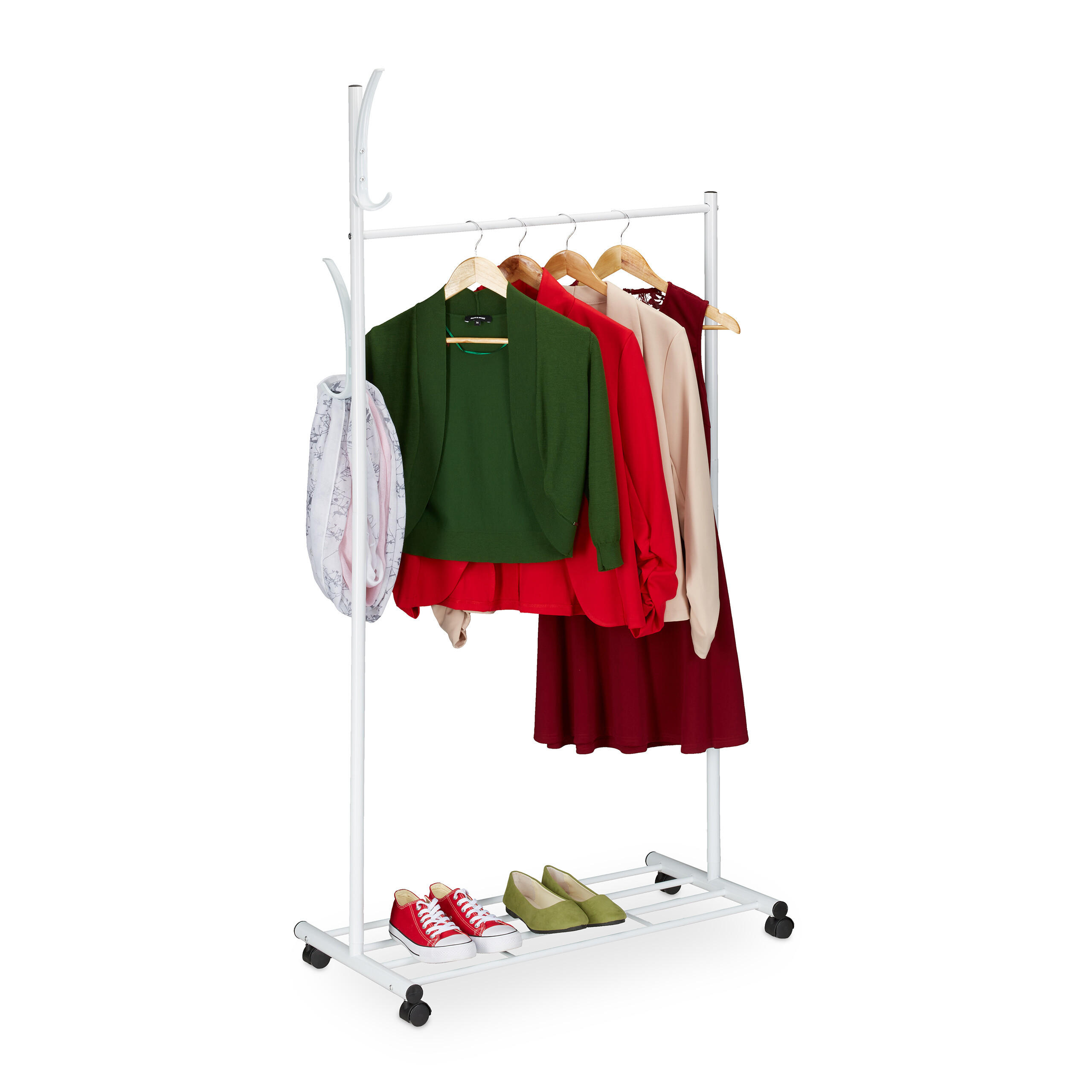 GARDEROBE - Weiß, Kunststoff/Metall (80/165/44cm) - Relaxdays