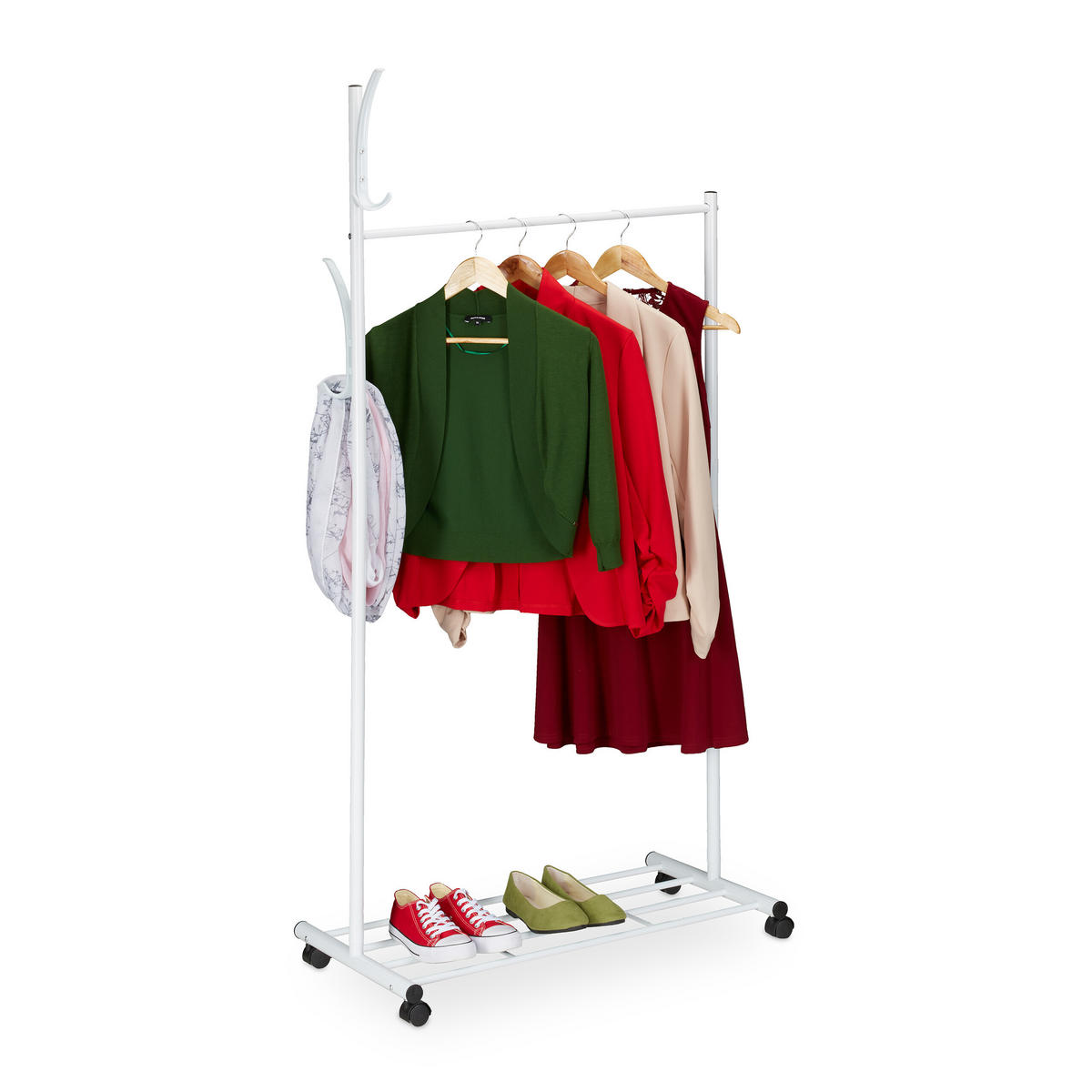 GARDEROBE - Weiß, Kunststoff/Metall (80/165/44cm) - Relaxdays