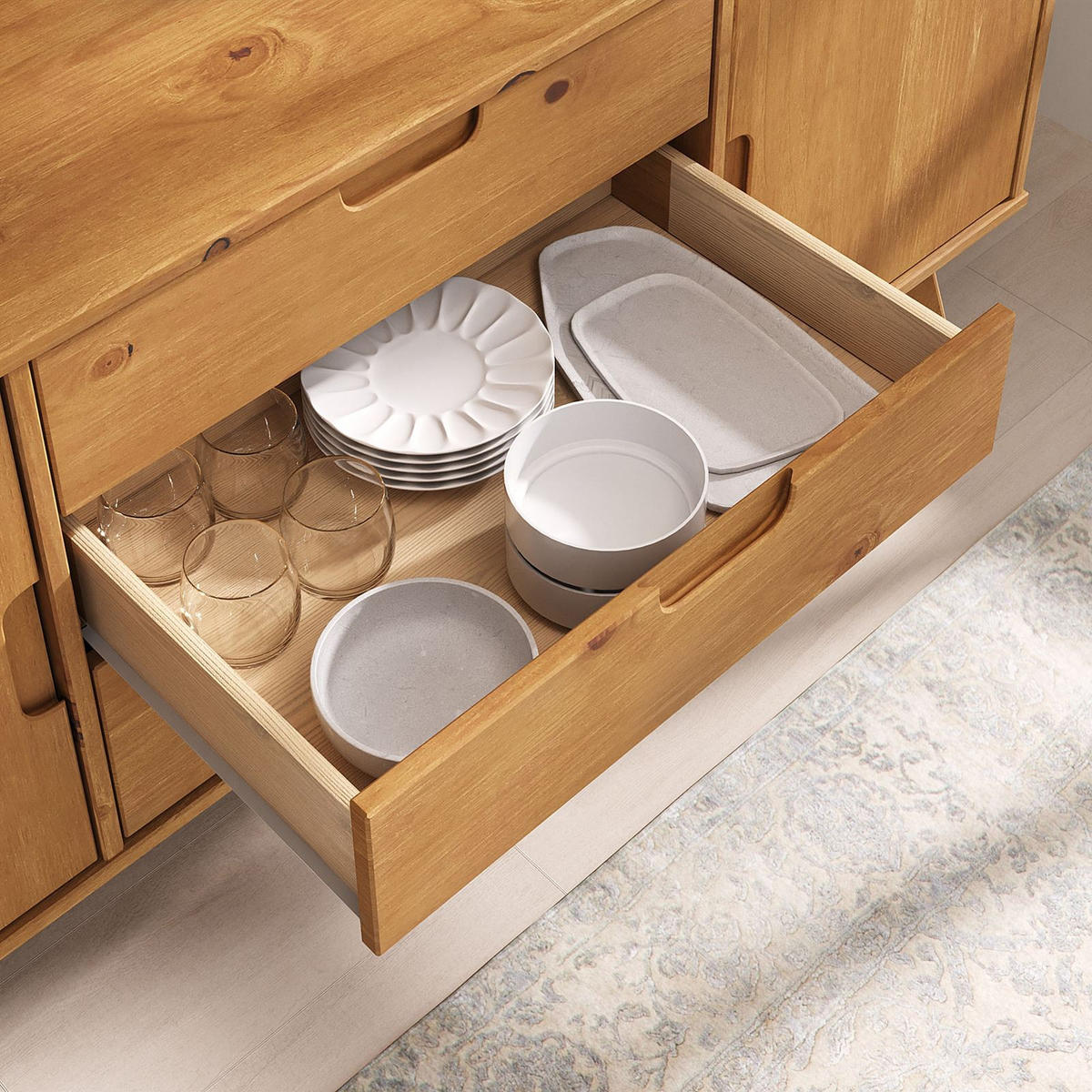 SIDEBOARD TIVOLI - Braun, Holz (145/75/45cm) - IDIMEX