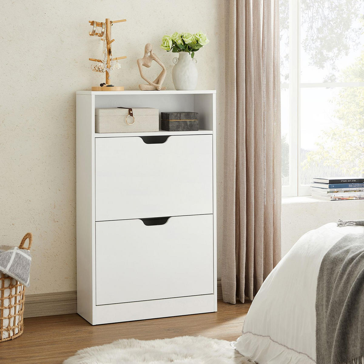 SCHUHSCHRANK SCHUHAUFBEWAHRUNG - Weiß, Holzwerkstoff (24/102/60cm) - Hansiro