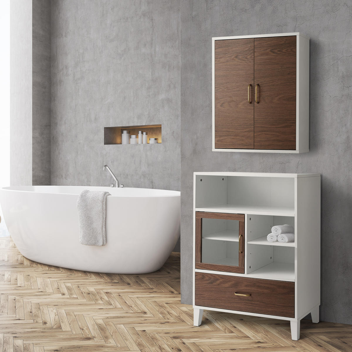 HÄNGESCHRANK Weiß-Braun - Weiß, Holzwerkstoff (18.4/61.6/61.6cm) - Teamson Home