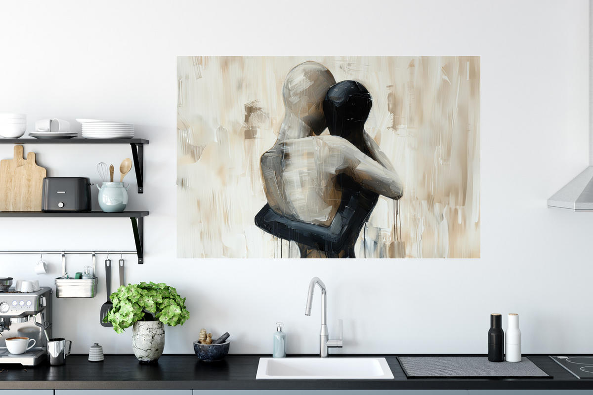 WANDTATTOO Abstrakt - Liebe - Schwarz und weiß - Modern 120x80 cm - Schwarz, Kunststoff (120/80/0.1cm) - MuchoWow