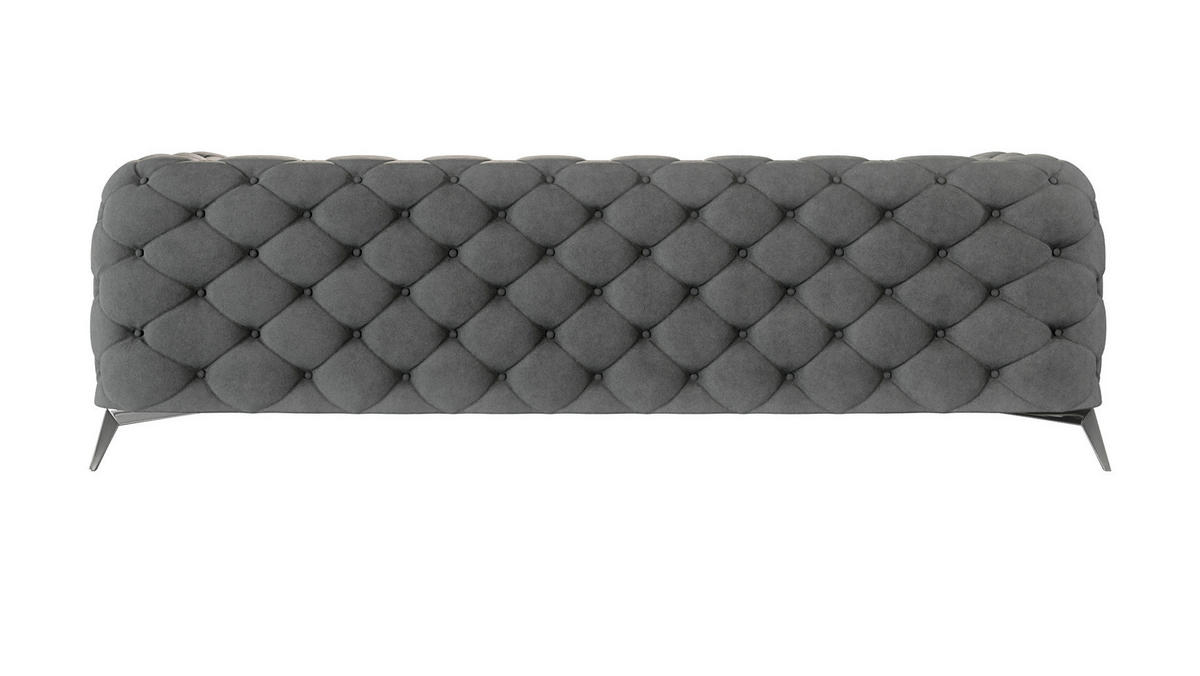 CHESTERFIELD-SOFA 3-Sitzer Laura Grau Samt - Silberfarben/Grau, Holz/Textil (243/75/100cm) - S-Style Möbel