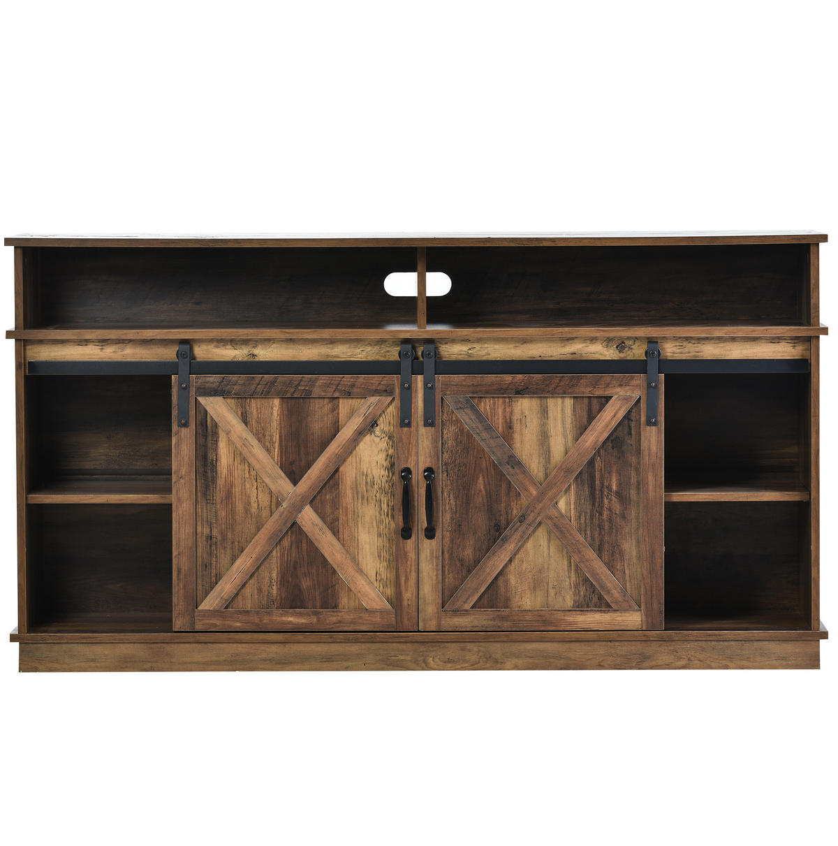 TV-SCHRANK 148/40/78 cm rustikal braun mit 2 Schiebetüren und höhenverstellbaren Regalen - Rotbraun, Holzwerkstoff (148/78/40cm) - OKWISH