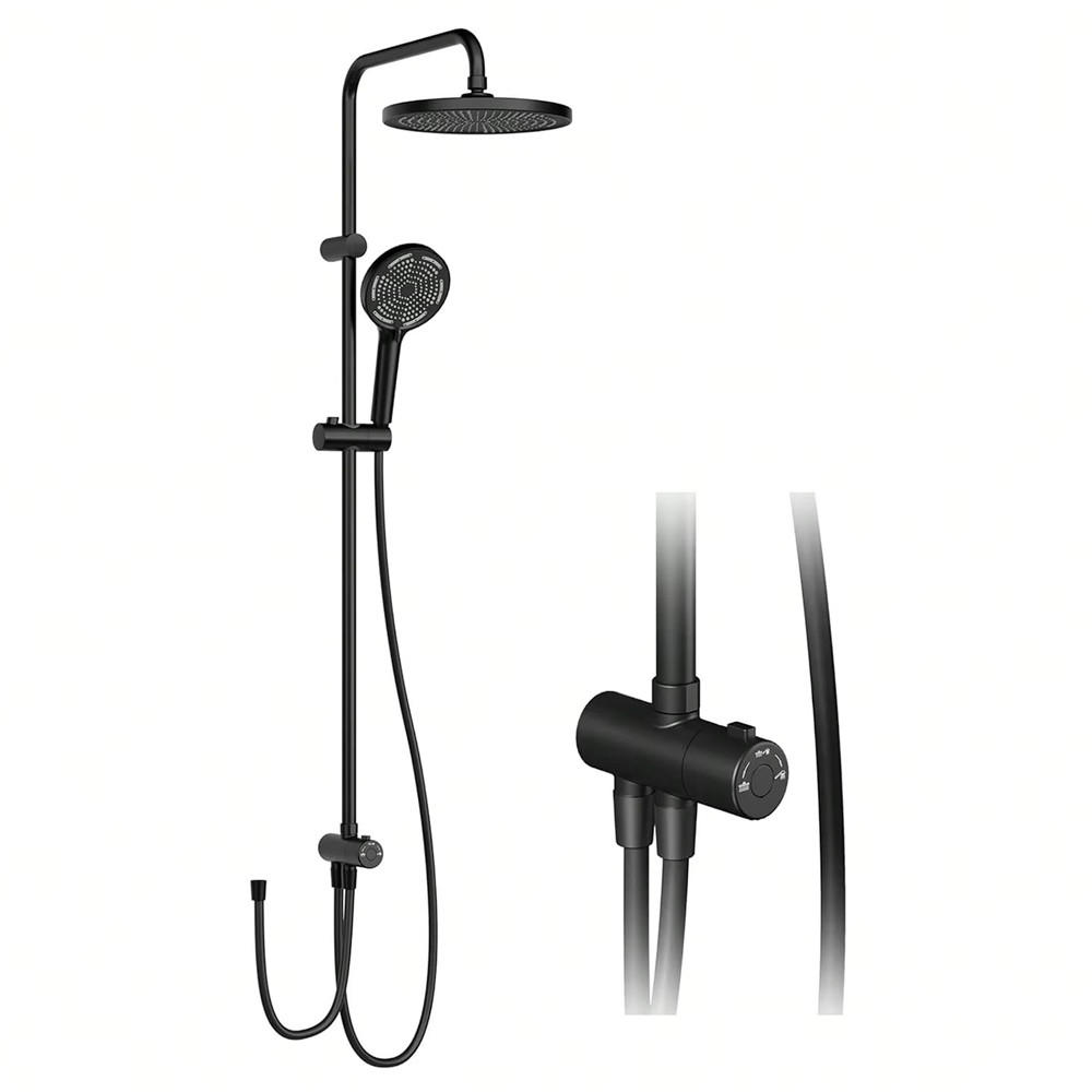 ÜBERKOPFBRAUSESET Edelstahl Regendusche Kopfbrause Schwarz - Schwarz, Metall (25/110/35cm) - Kaket