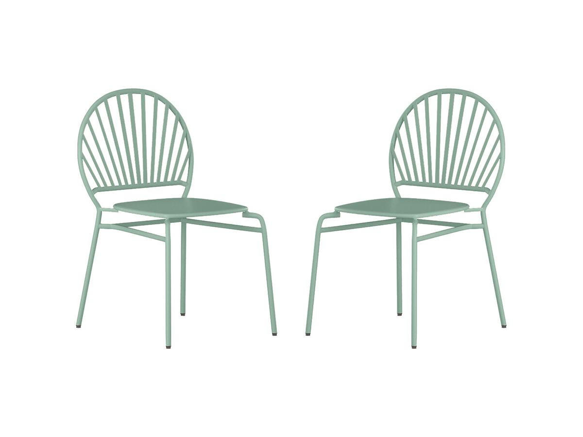 GARTENSTUHL stapelbar 2er-Set - Metall - Mandelgrün - CEDEIRA von MYLIA - Grün, Metall (58.5/82/50cm) - Vente-Unique