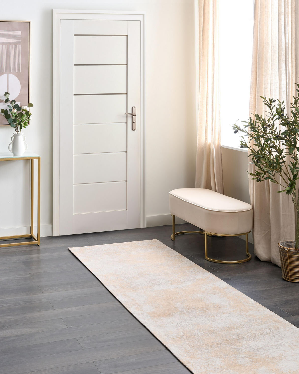 KURZFLOR-TEPPICH Beige 80/300 cm Beykoz - Beige, Textil (80/300cm) - Beliani
