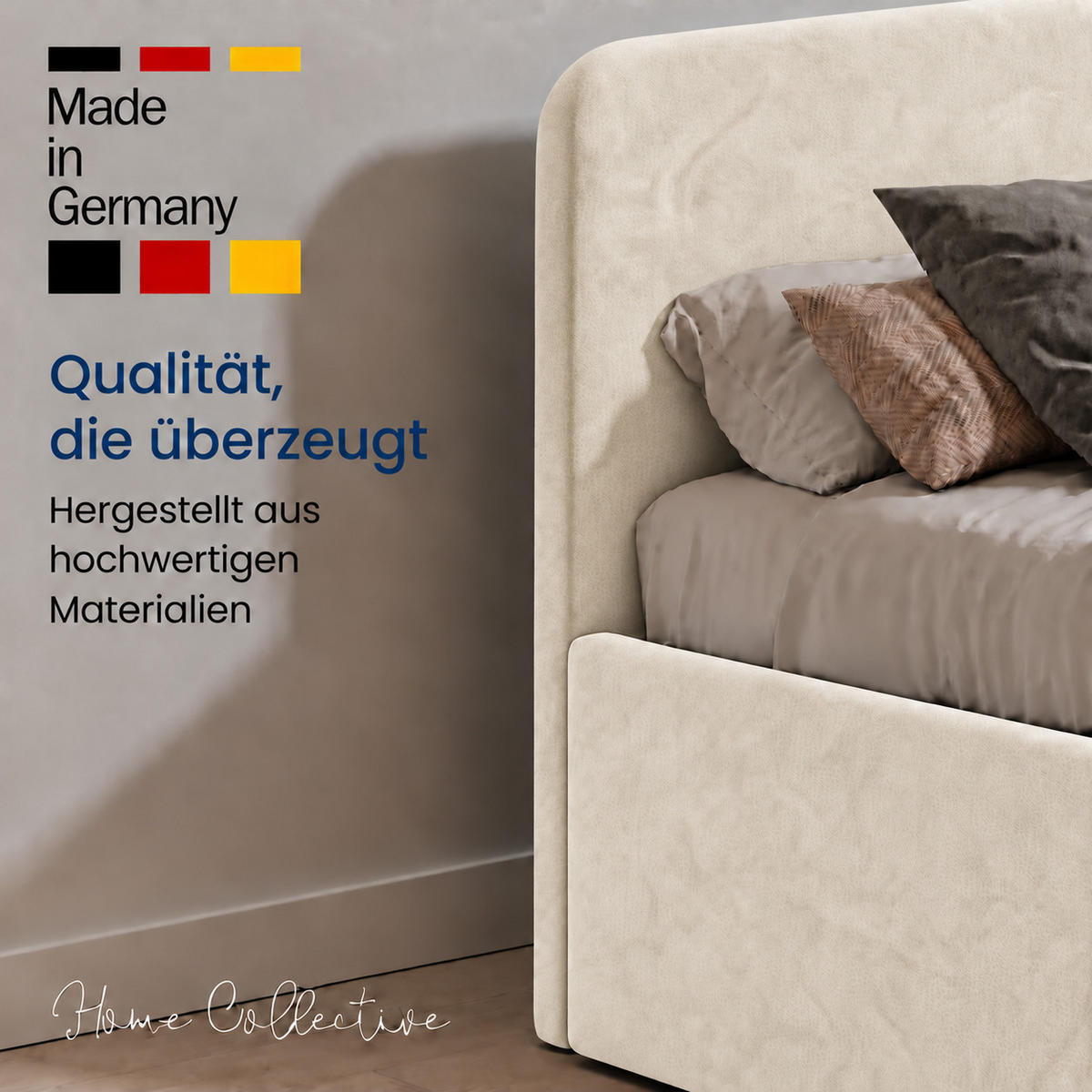 POLSTERBETT 200x200 cm Microvelours in Vanille - Creme, Textil (200/200cm) - Home Collective