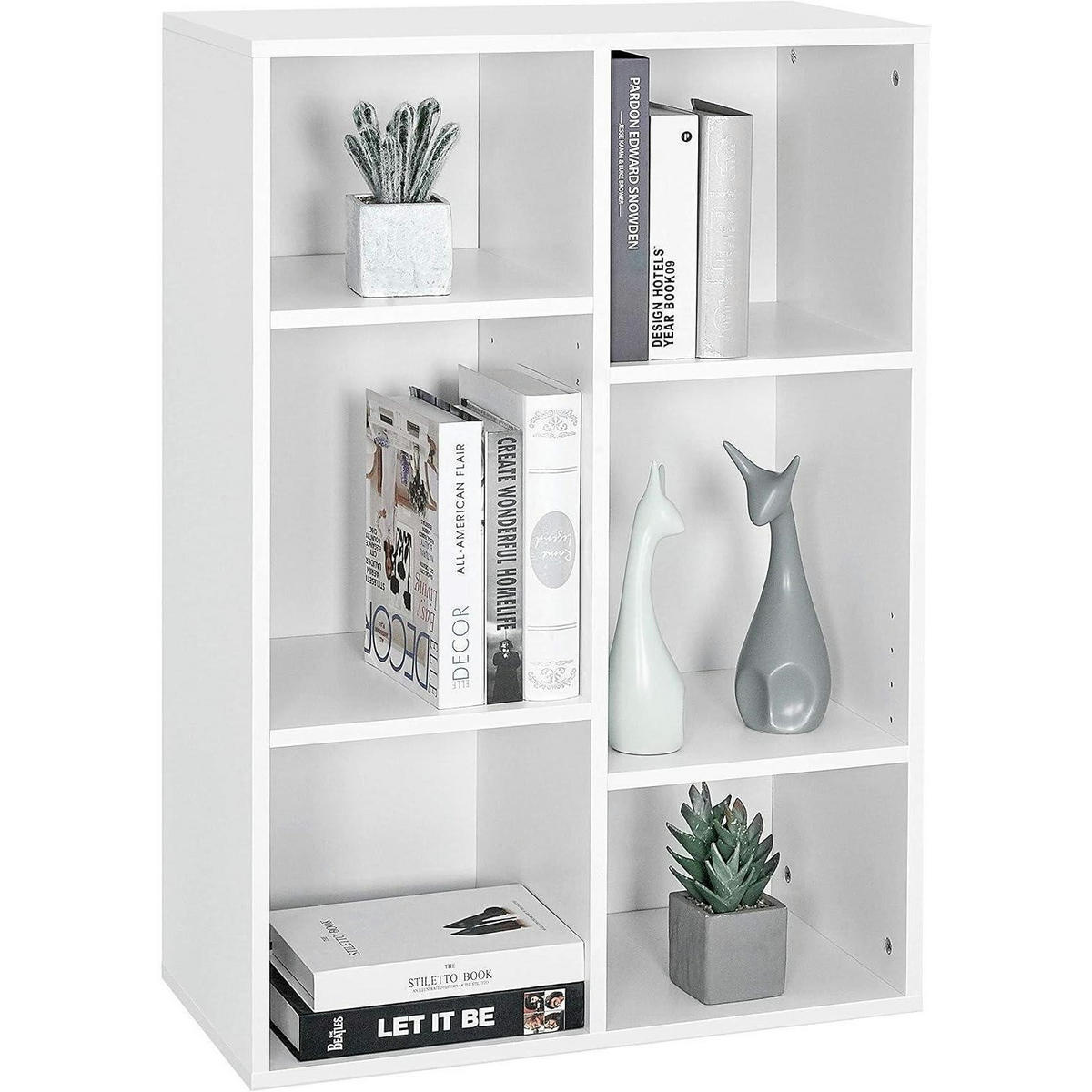 BÜCHERREGAL 6 Fächer Weiß 60.5 x 30.3 x 90 cm - Weiß, Holzwerkstoff (30.3/90/60.5cm)