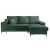 ECKSOFA mit Schlaffunktion, Bettkasten, Wellenunterfederung, Récamiere rechts B240/T150/H92 cm, Liegefl. 125x198 cm, Cord Grün / 17221 - Waldgrün/Schwarz, Textil/Metall (240/150cm) - luma-home