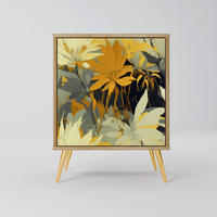 SIDEBOARD SUNKISSED LILY, Eichefarben, 57,5x42x75,5 cm, Goldfarbene Metallfüße - Eichefarben/Goldfarben, Holzwerkstoff/Metall (57.5/75.5/42cm) - SpaceRebels