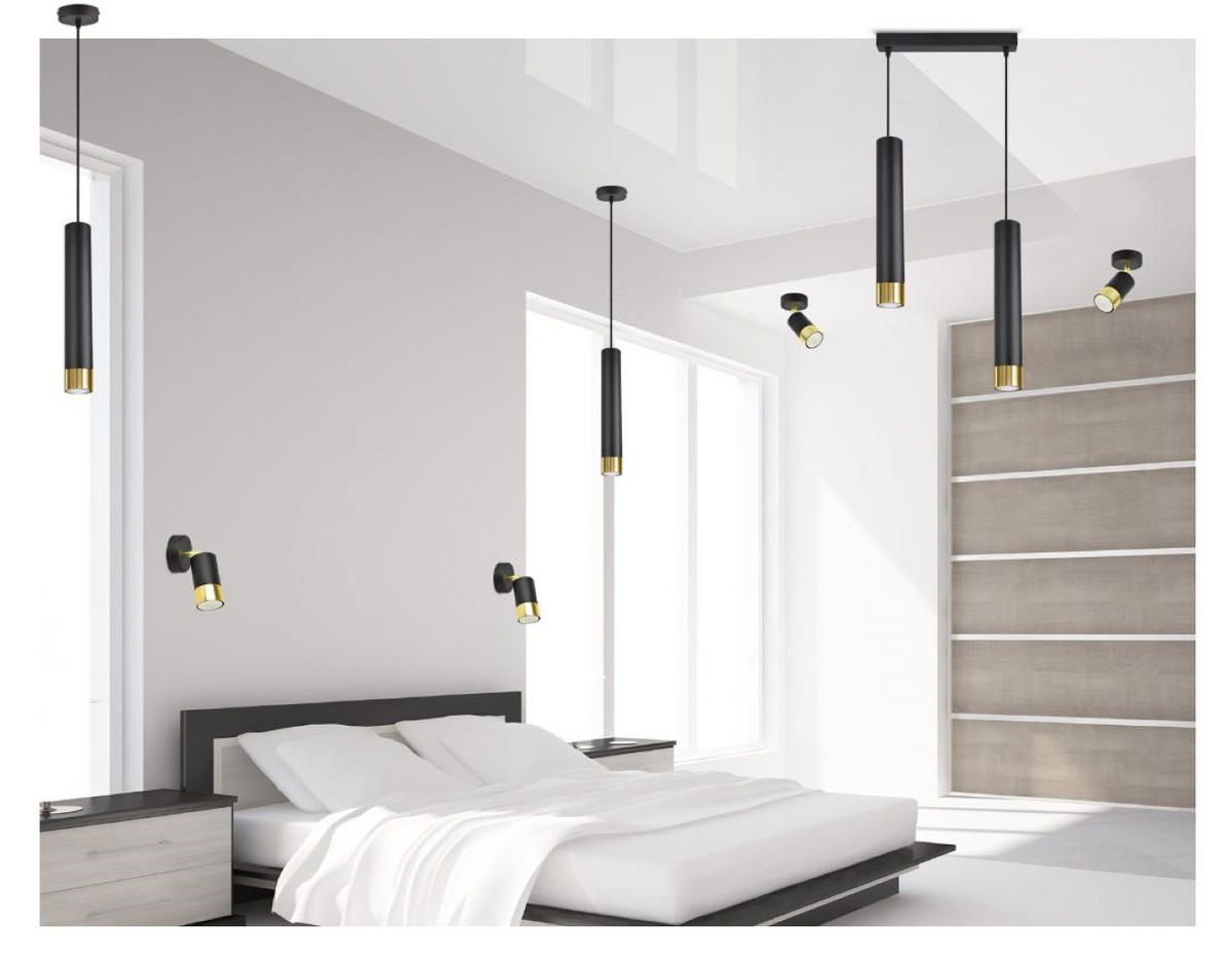 PENDELLEUCHTE Milano Tube - Goldfarben/Schwarz, Glas/Metall (6/32/100cm) - kiki design