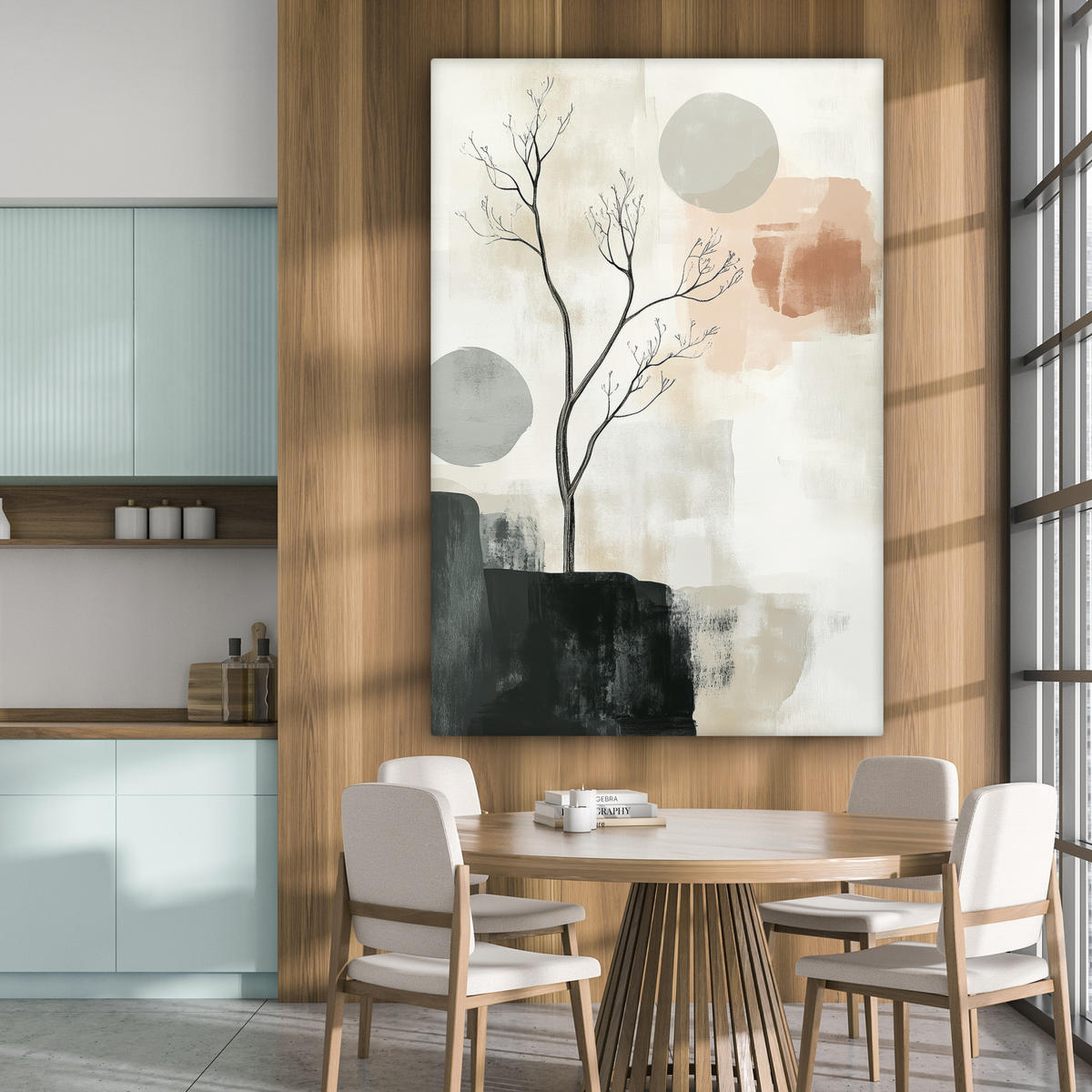 OBRAZ NA PLÁTNĚ Wabi sabi - Béžová - Rostlina 90x140 cm - písková barva, textil (90/140cm) - MuchoWow