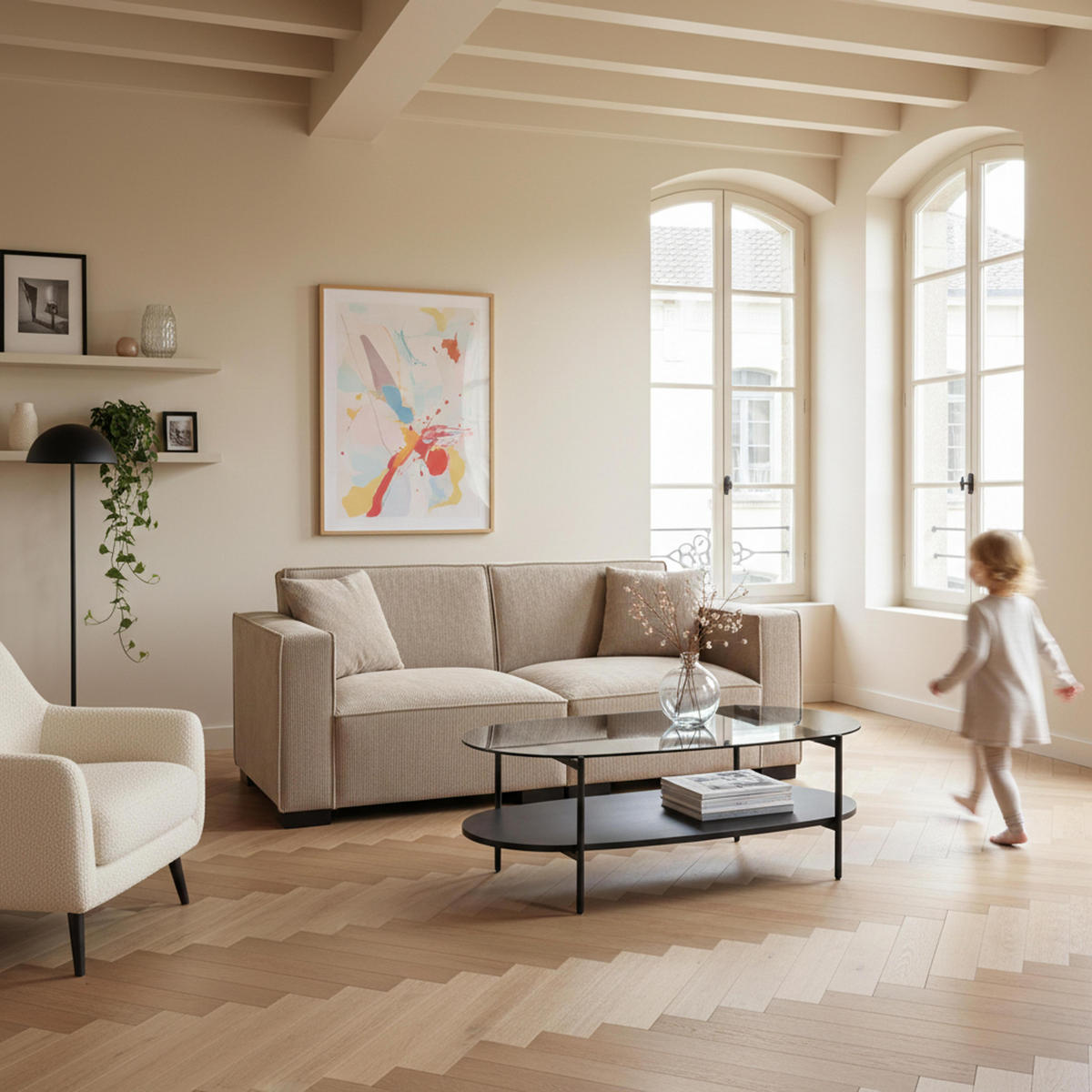 COUCHTISCH, Schwarz - Schwarz, Glas (120/55/40cm) - Oviala