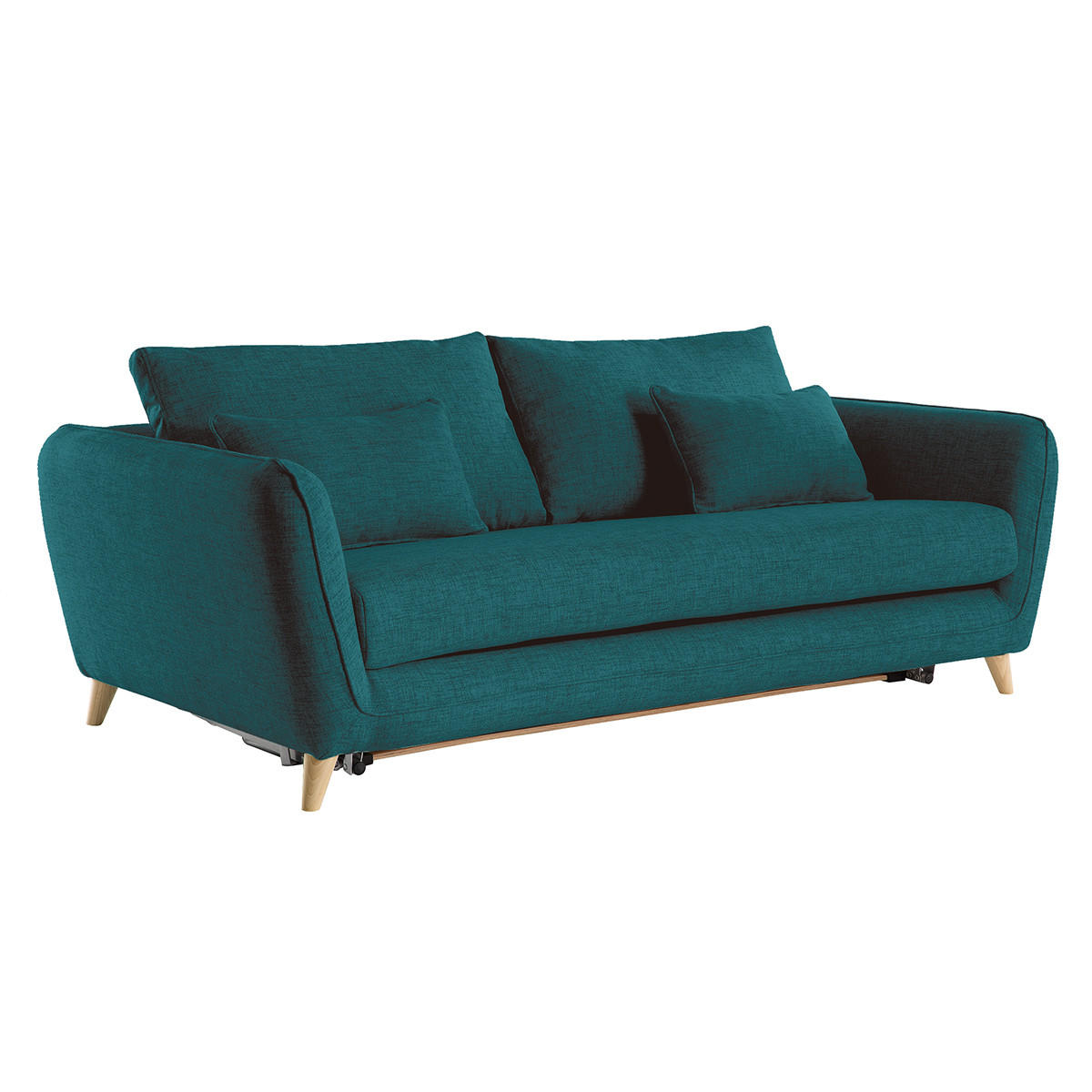 SOFA Skandinavisch 3-Sitzer Pfauenblau CREEP - Blau, Textil (103/81/201cm) - Miliboo