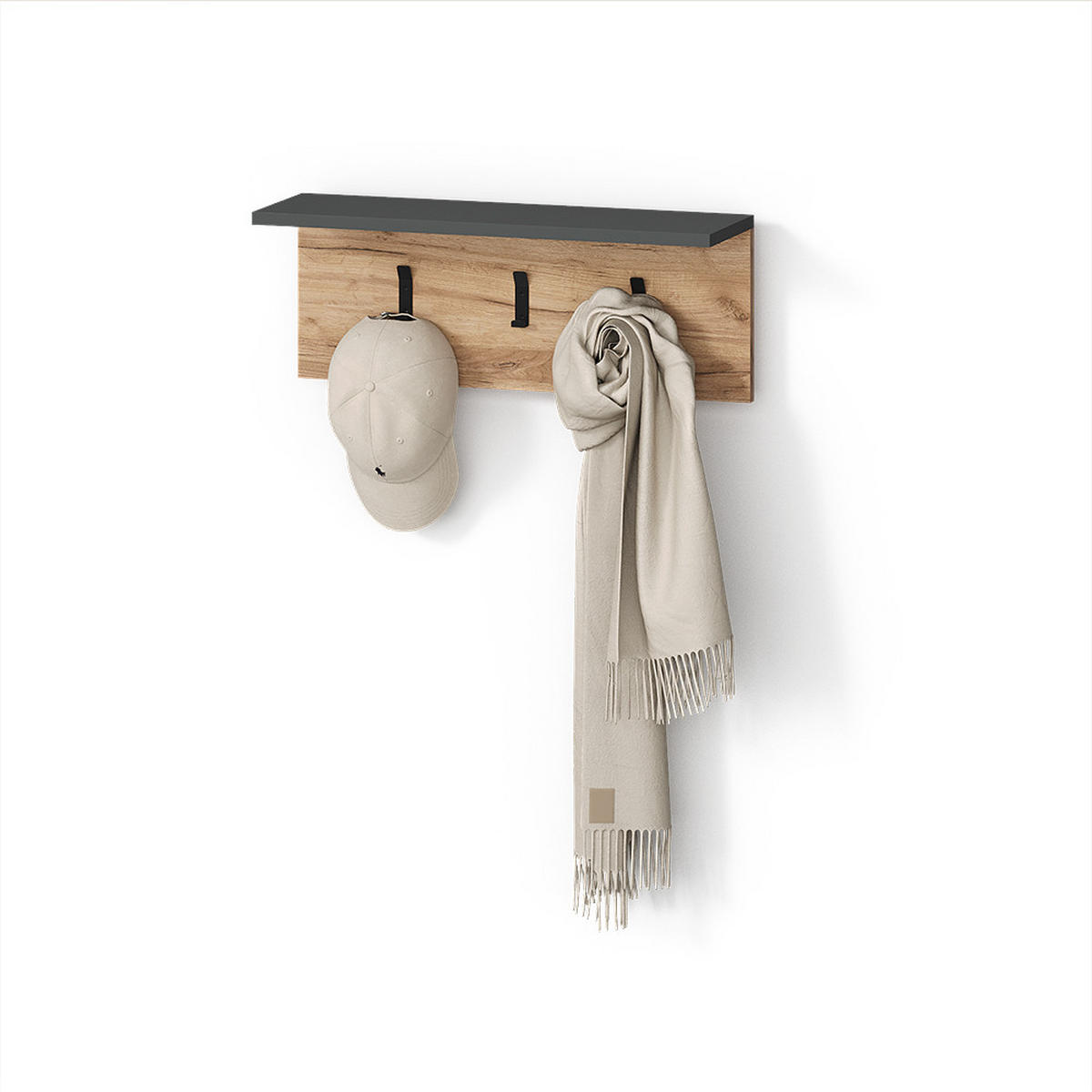 WANDGARDEROBE Ortello Anthrazit/Goldkraft Eiche 60 x 21.6 cm - Honigeiche/Anthrazit, Holzwerkstoff (60/21.6/18cm) - Livinity®