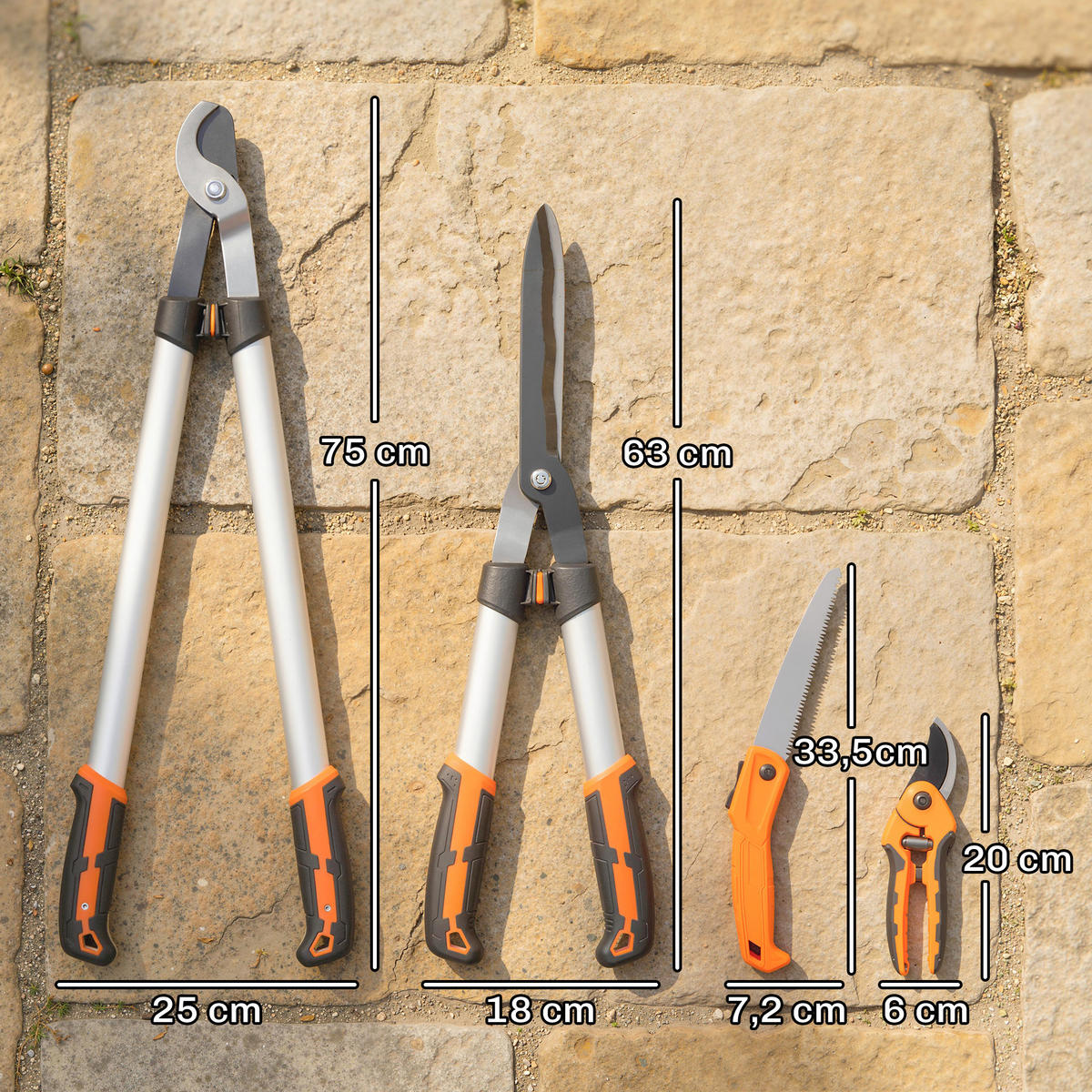 HECKENSCHERE 4er-Set DE-13877 Aluminium - Silberfarben, Metall (18/4.5/63cm) - ComfortXL