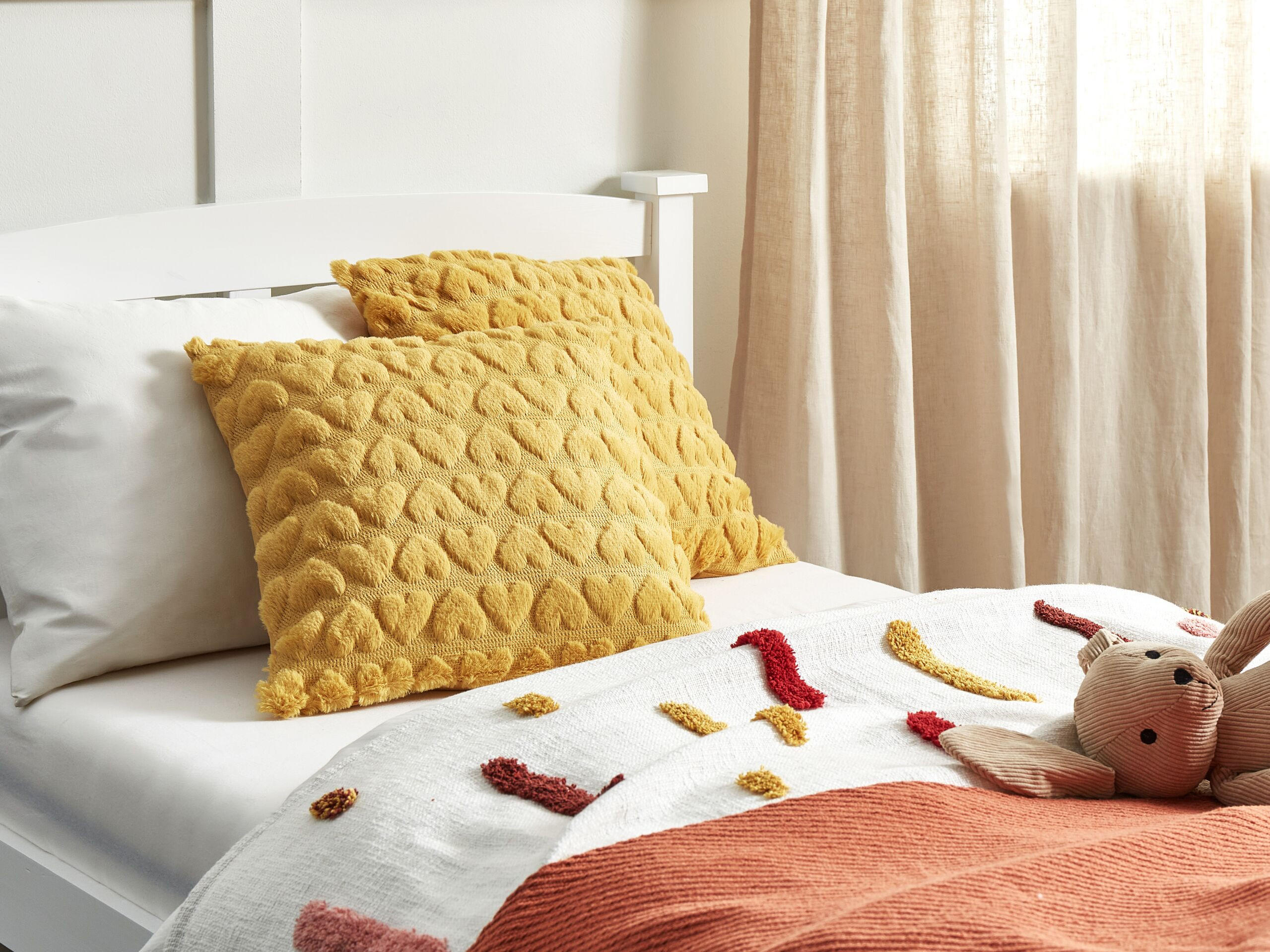 DEKOKISSEN 2er-Set Gelb 45/45 cm Astrantia - Gelb, Textil (45/45cm) - Beliani