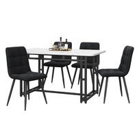 ESSGRUPPE Esstisch 4 Stühle Schwarz 120x70cm - Schwarz, Holzwerkstoff (120/74/70cm) - FLIEKS