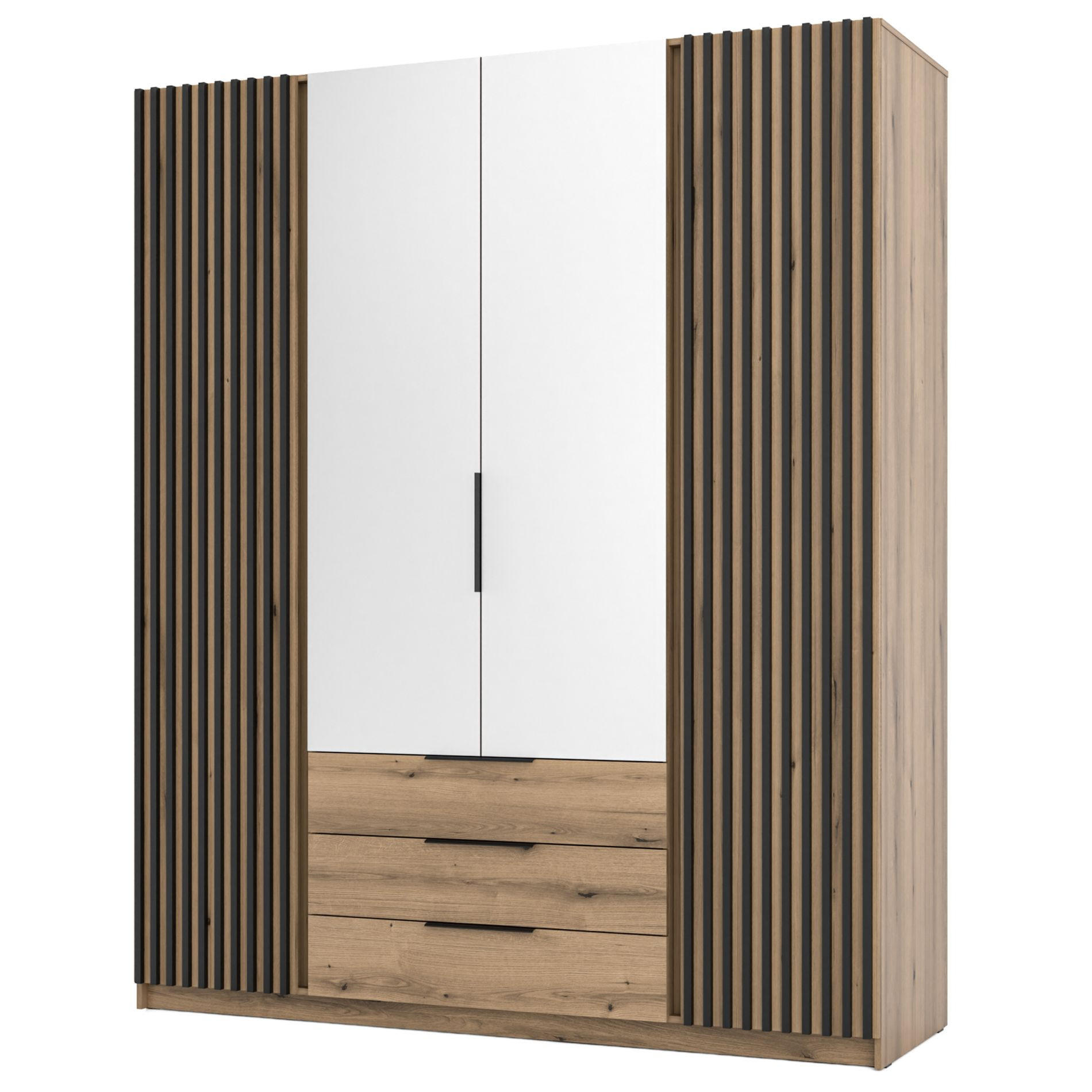 KLEIDERSCHRANK Kaja Eiche Evoke 200 cm - Eichefarben/Schwarz, Holzwerkstoff/Metall (200/239/61.9cm) - Selsey