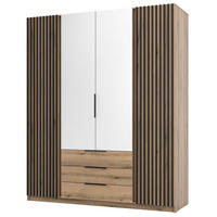 KLEIDERSCHRANK Kaja Eiche Evoke 200 cm - Eichefarben/Schwarz, Holzwerkstoff/Metall (200/239/61.9cm) - Selsey