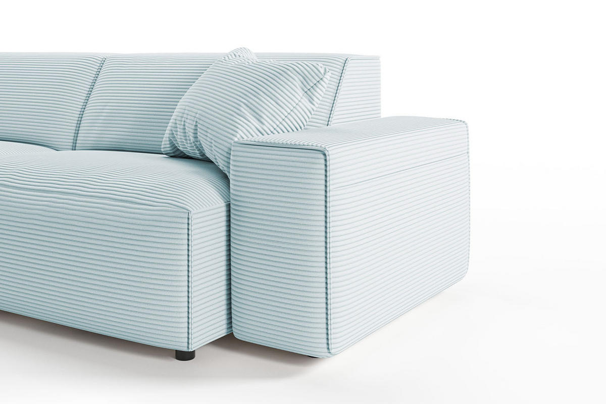 ECKSOFA RANI Hellblau Cord - Schwarz/Hellblau, Kunststoff/Textil (299/189cm) - KAWOLA