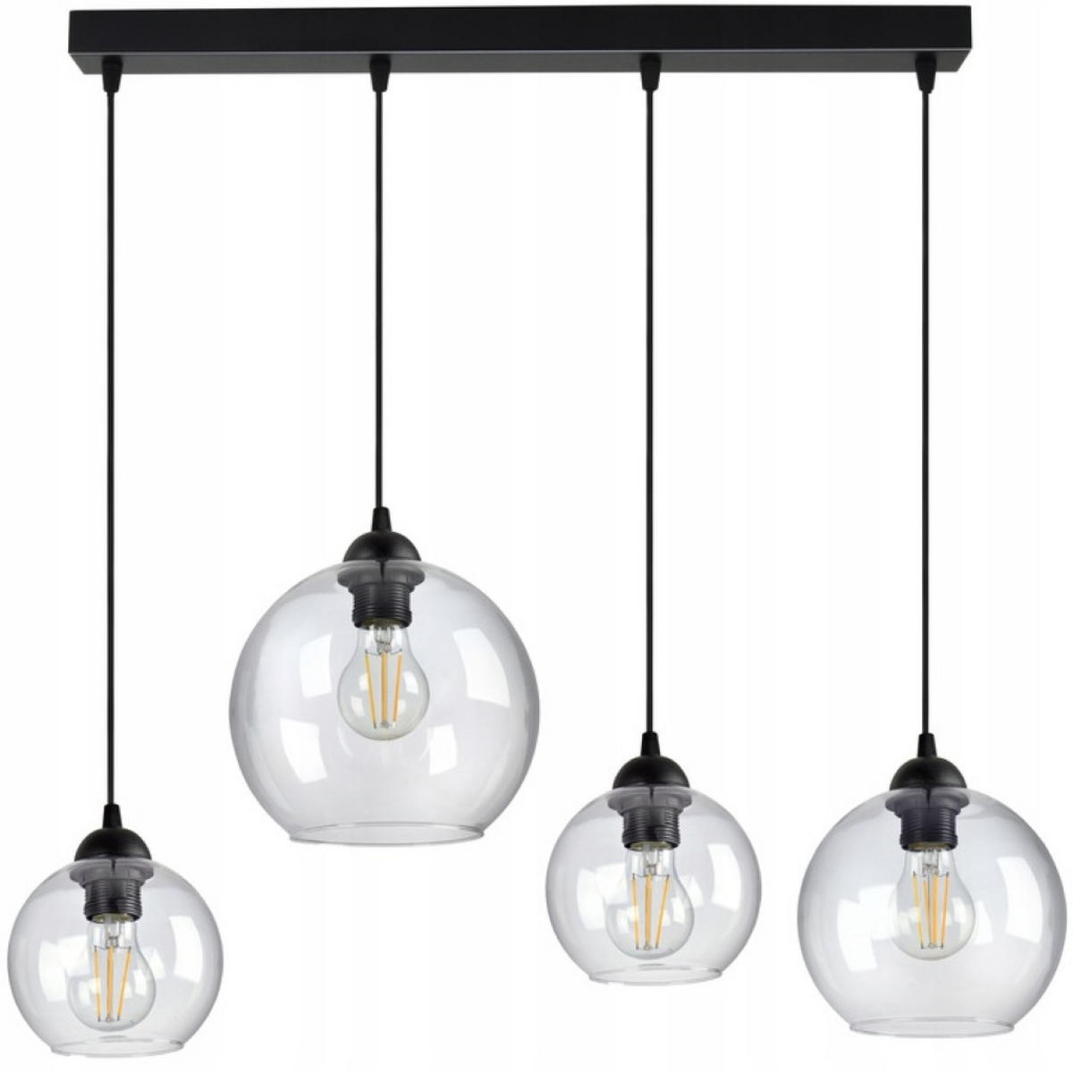 PENDELLEUCHTE HAGEN - Transparent/Schwarz, Glas/Metall (20/90/80cm) - kiki design
