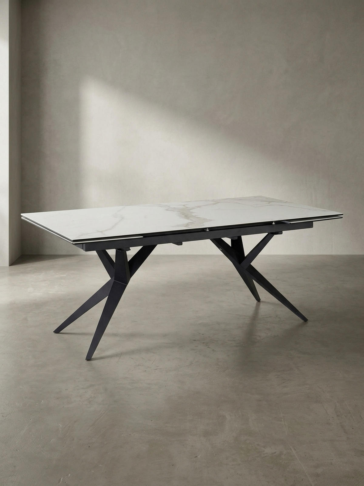 ESSTISCH Ausziehbar Keramik Glas Marmoroptik Groß, Weiß 180x95x76 cm - Schwarz/Weiß, Keramik/Metall (95/180/76cm) - KADIMA DESIGN