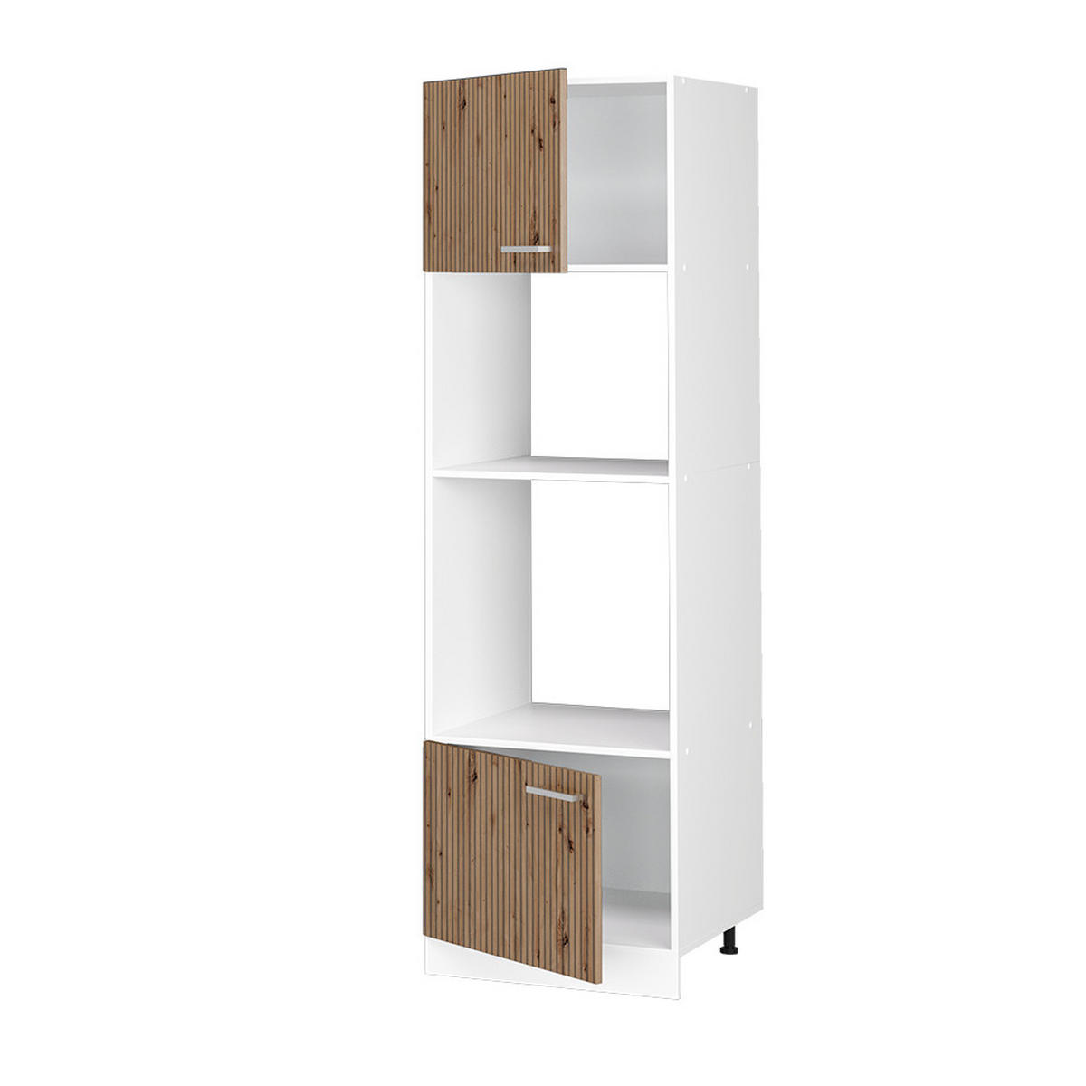 MIKROWELLENSCHRANK R-Line Artisan-Eiche 60 cm - Weiß/Eiche Artisan, Holzwerkstoff (60/206.8/57.2cm) - Vicco