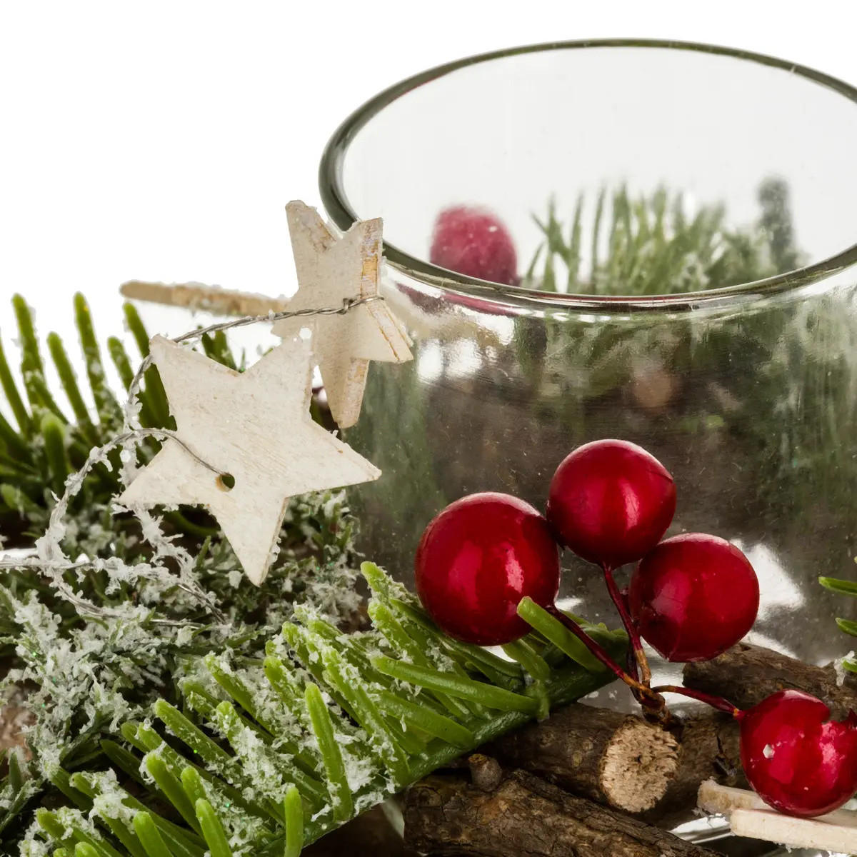 WEIHNACHTSKRANZ mit Teelichthalter 20/8/20 cm - Multicolor, Holz (8/20/20cm) - Atmosphera Createur d´interieur