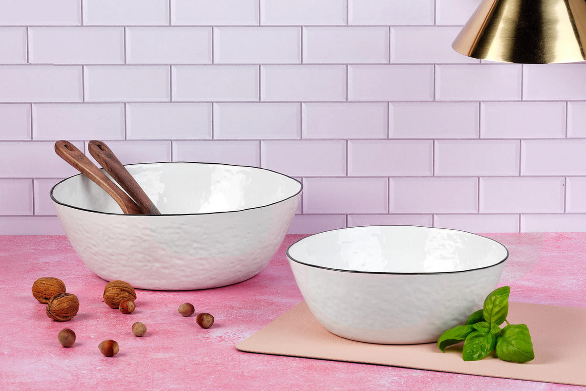SALATSCHALEN Pure Ø24cm und Ø30cm - 2er-Set - Schneeweiß - Weiß, Keramik - Björn