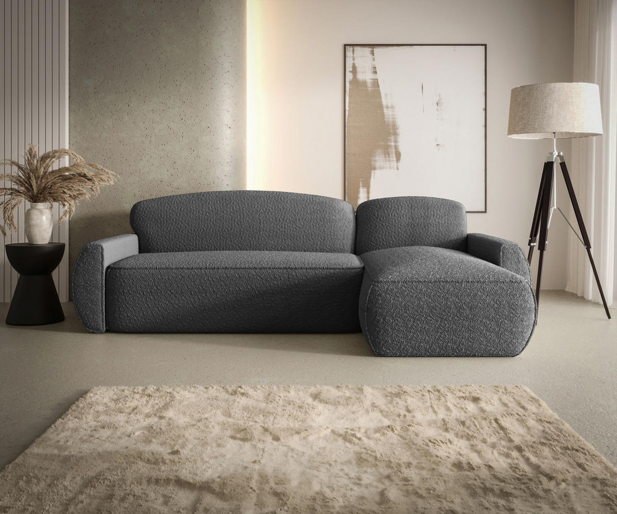 ECKSOFA mit Schlaffunktion LUCAS Quelle 92 Rechts - Dunkelgrau, Textil (240/145cm) - Bedante