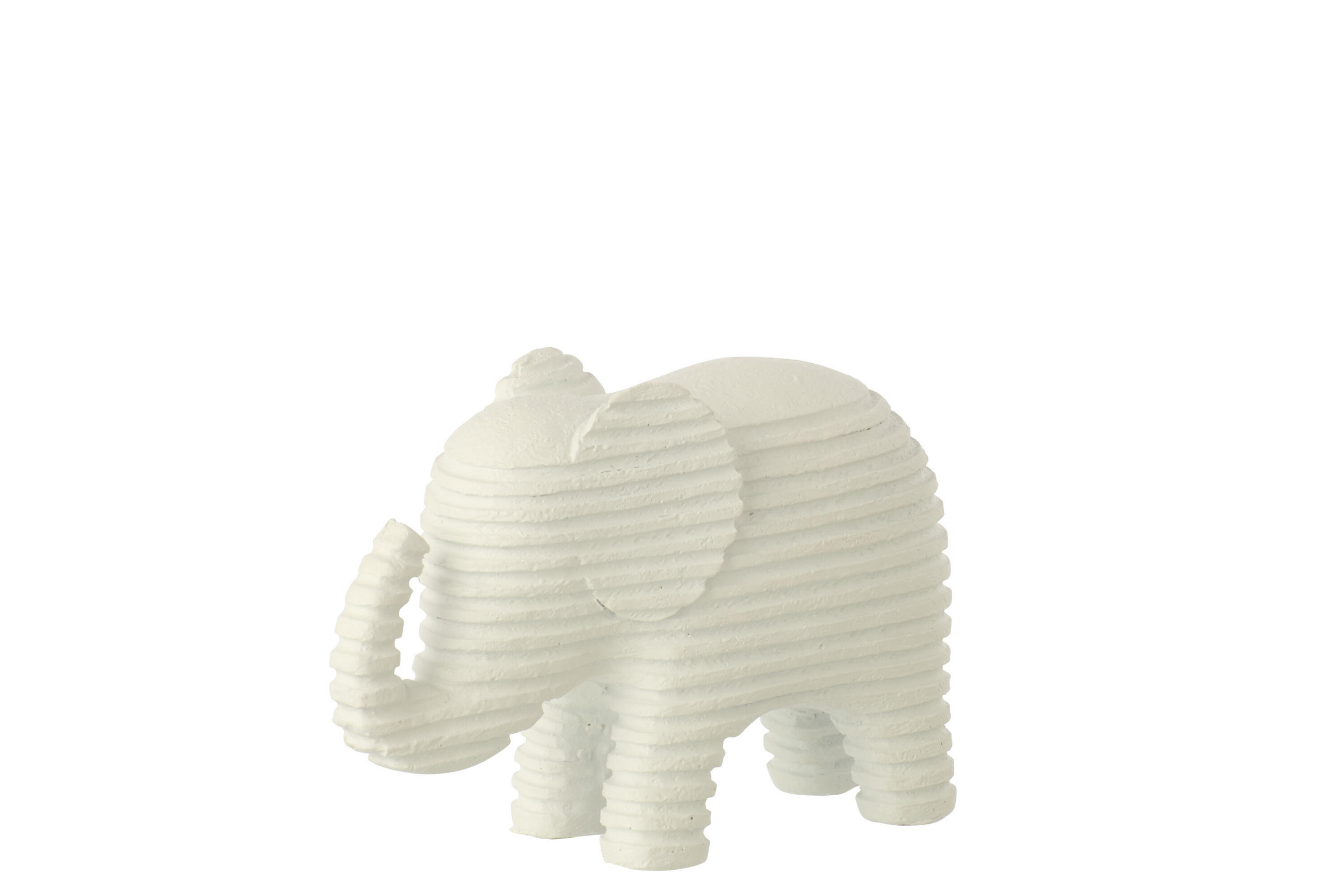 DEKOOBJEKT ELEFANT GESTREIFT Weiß - Weiß, Glas/Naturmaterialien (6/10.5/15.5cm) - J-Line