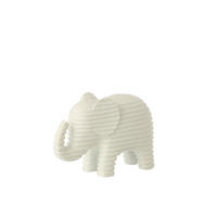 DEKOOBJEKT ELEFANT GESTREIFT Weiß - Weiß, Glas/Naturmaterialien (6/10.5/15.5cm) - J-Line