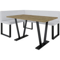 ECKBANKGRUPPE Alina - Kunstleder - 128 x 168 cm - Rechts - Weiß - Weiß, Leder/Metall (128/87/168cm) - AN-Moebel 4u
