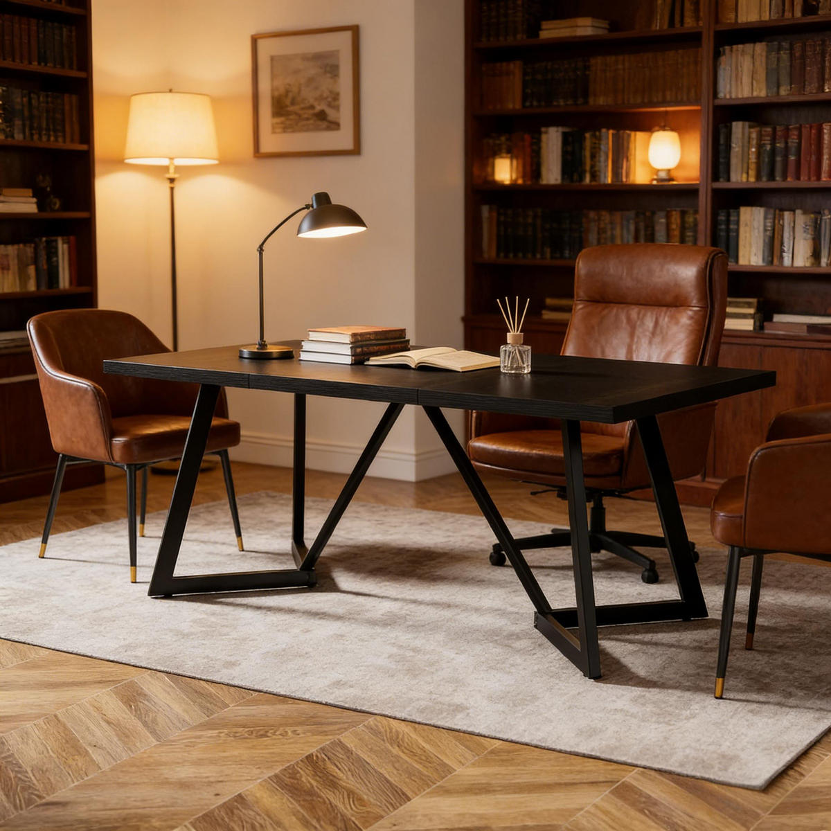 ESSTISCH Schwarz 180/80/75 cm - Schwarz, Holz (80/180/75cm) - PANGIVO